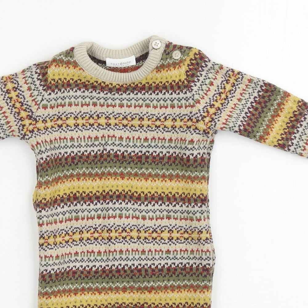 NEXT Baby Multicoloured Fair Isle Cotton Trousers One-Piece Size 3-6 Months Snap
