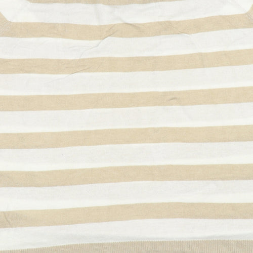 M&Co Womens Beige Round Neck Striped Viscose Pullover Jumper Size 16