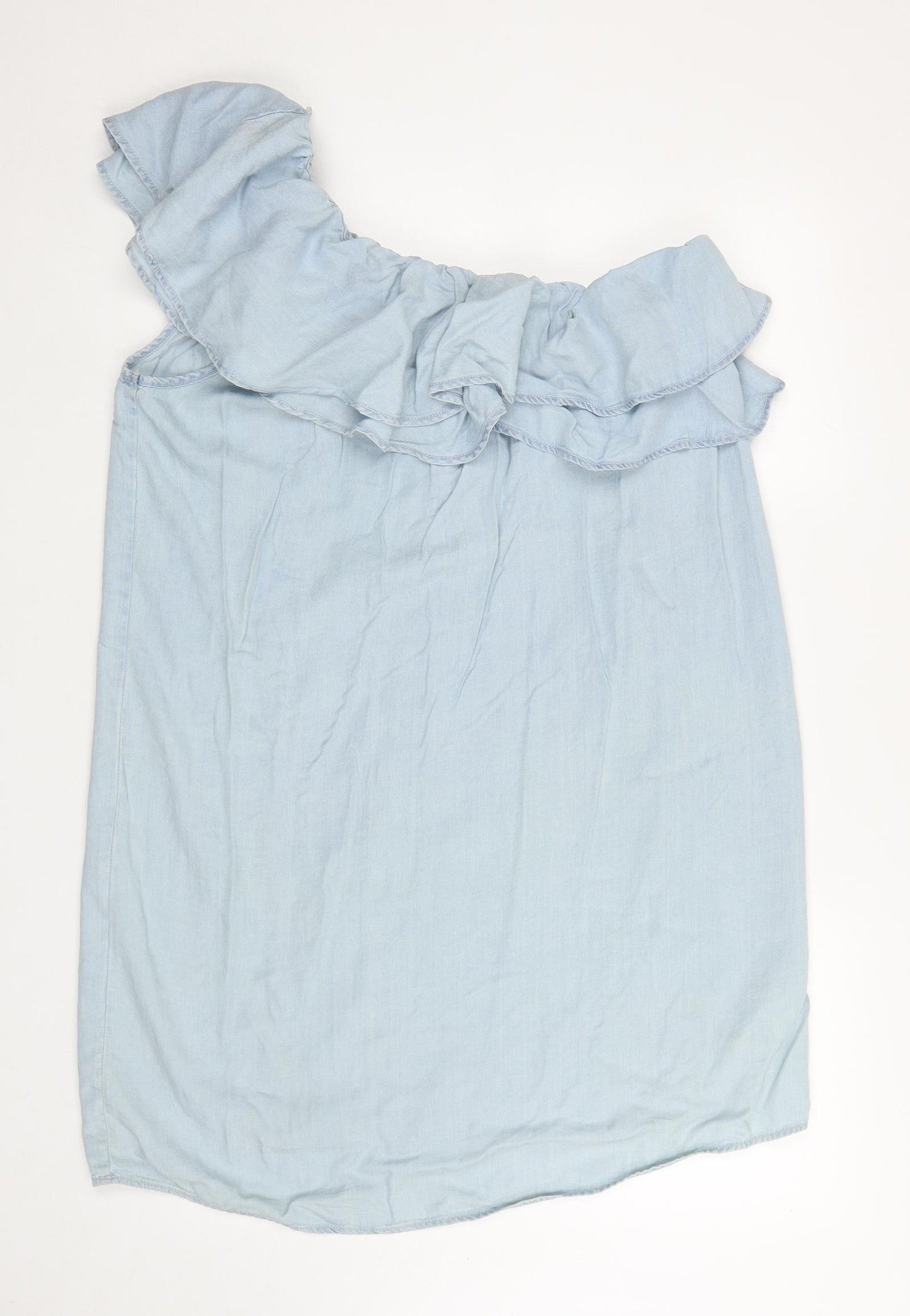 New Look Womens Blue Lyocell Sheath Size 18 One Shoulder Pullover