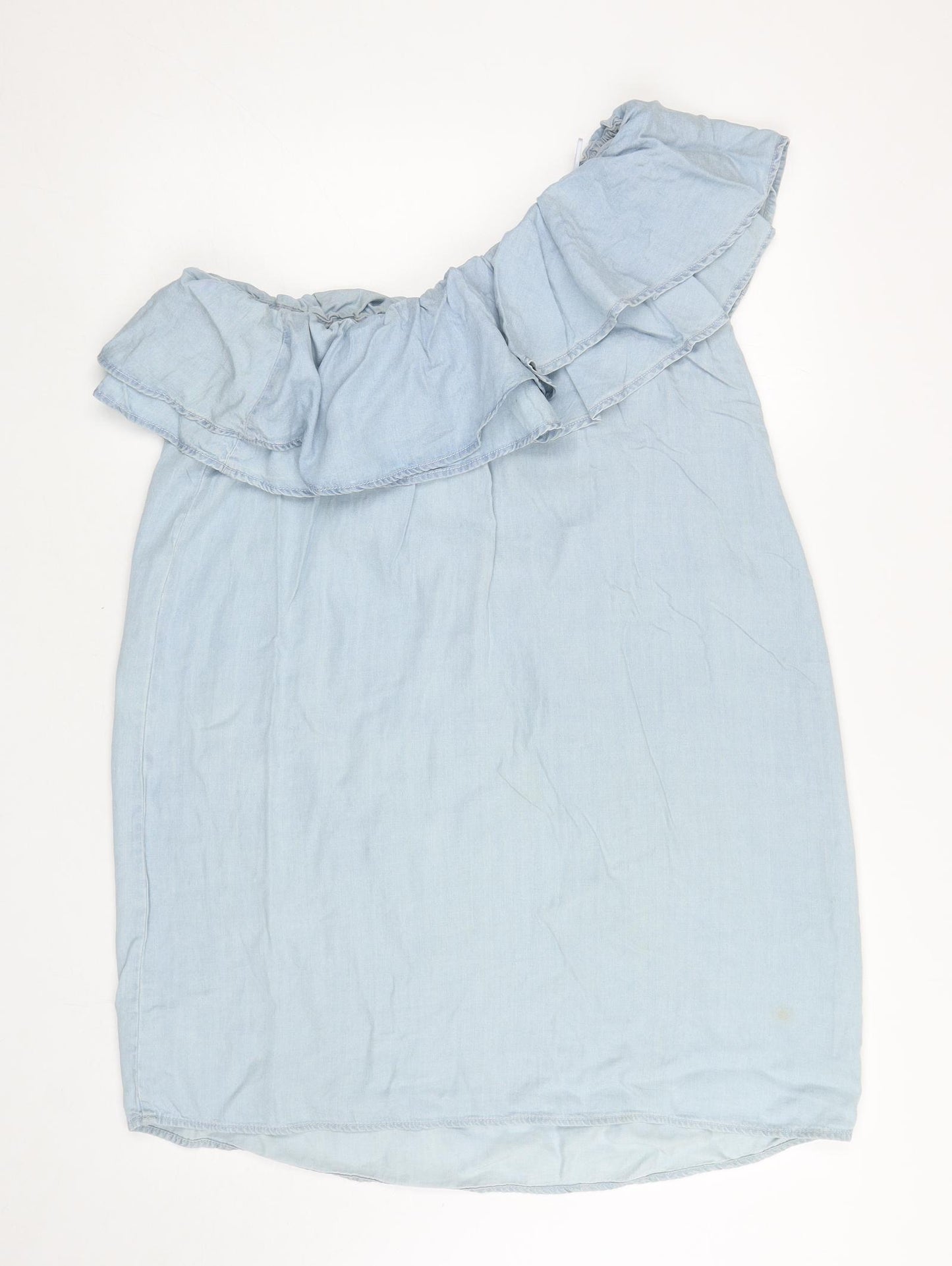 New Look Womens Blue Lyocell Sheath Size 18 One Shoulder Pullover