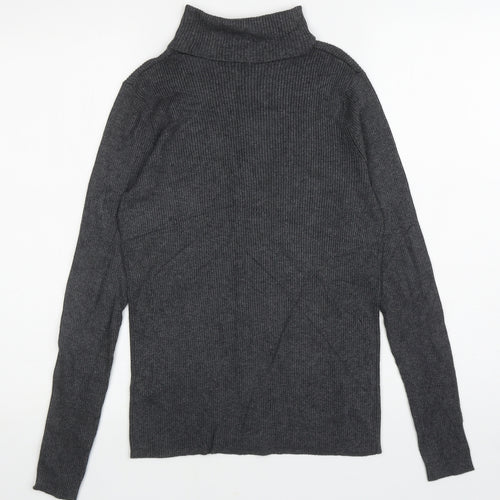 Marks and Spencer Womens Grey Roll Neck Viscose Pullover Jumper Size 14