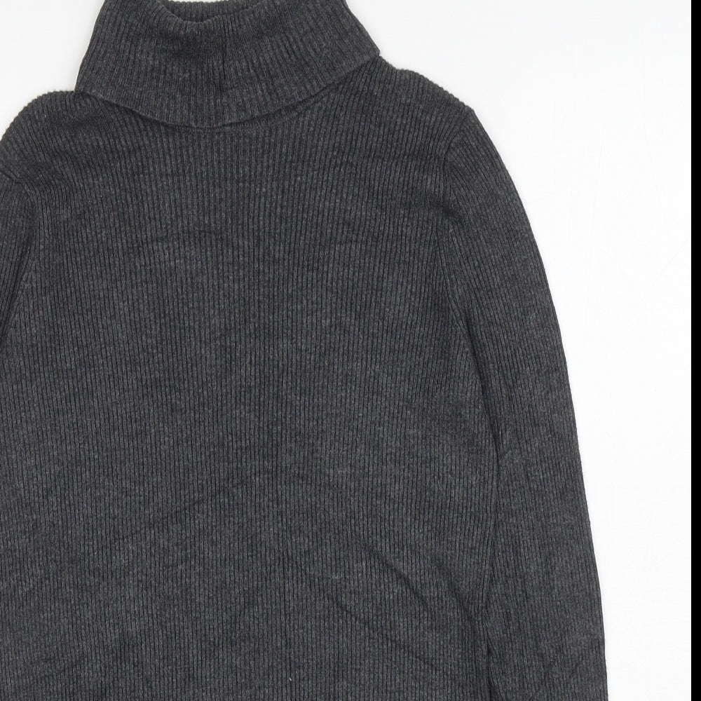 Marks and Spencer Womens Grey Roll Neck Viscose Pullover Jumper Size 14