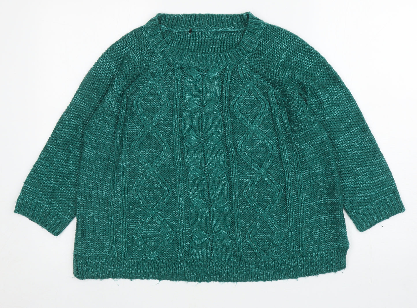 George Womens Green Round Neck Acrylic Pullover Jumper Size 12