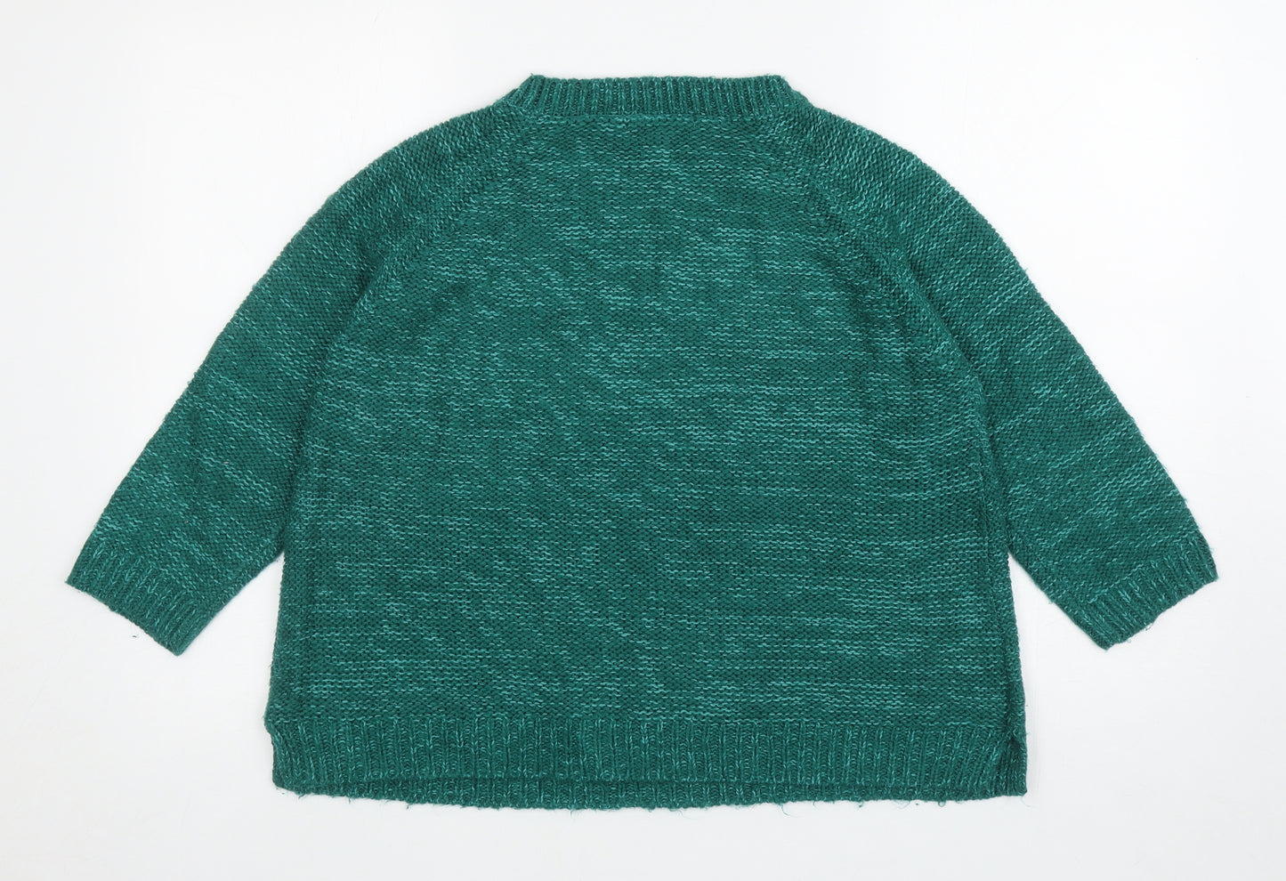 George Womens Green Round Neck Acrylic Pullover Jumper Size 12