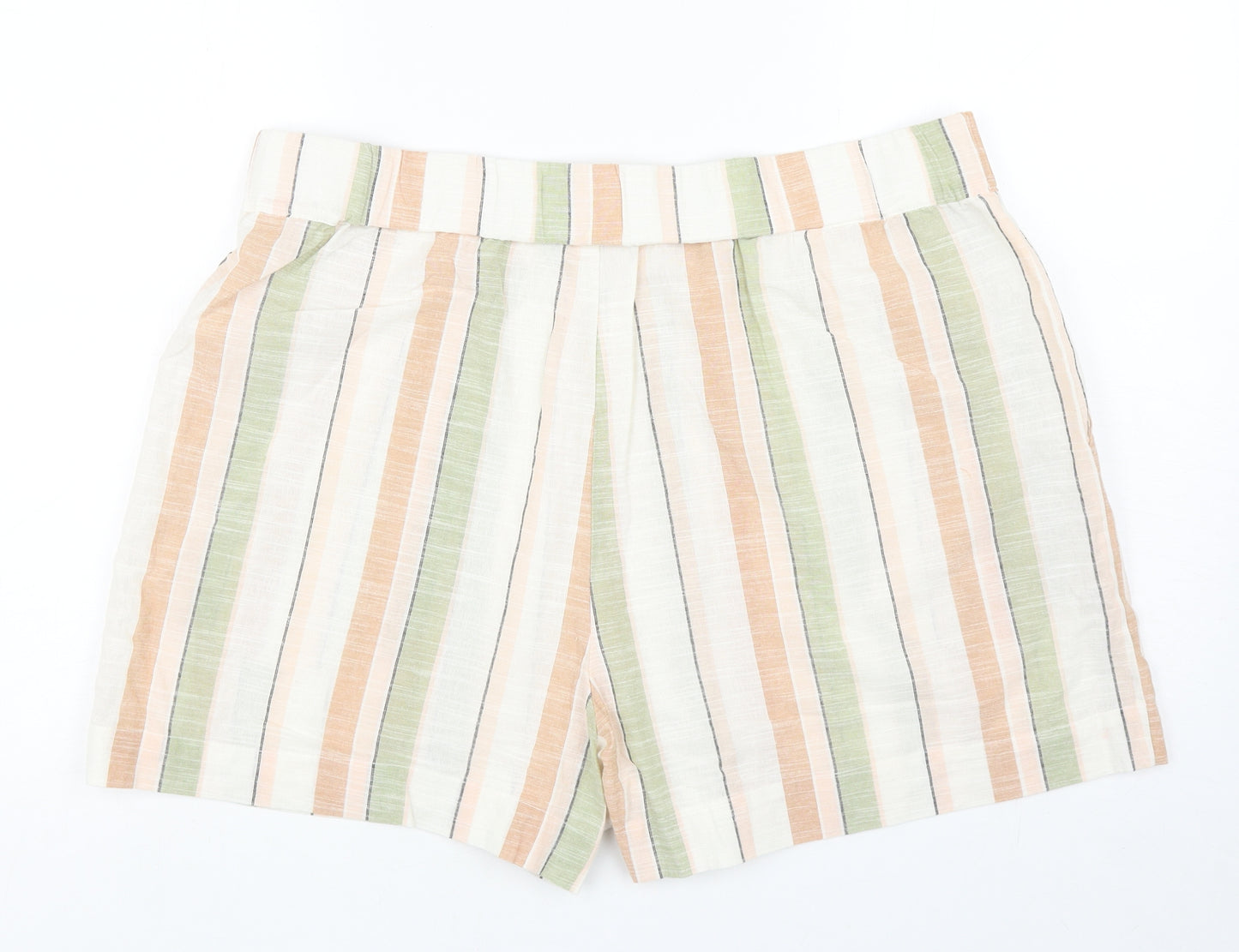 Pep & Co Womens Multicoloured Striped Cotton Sweat Shorts Size 20 L3 in Regular Pull On