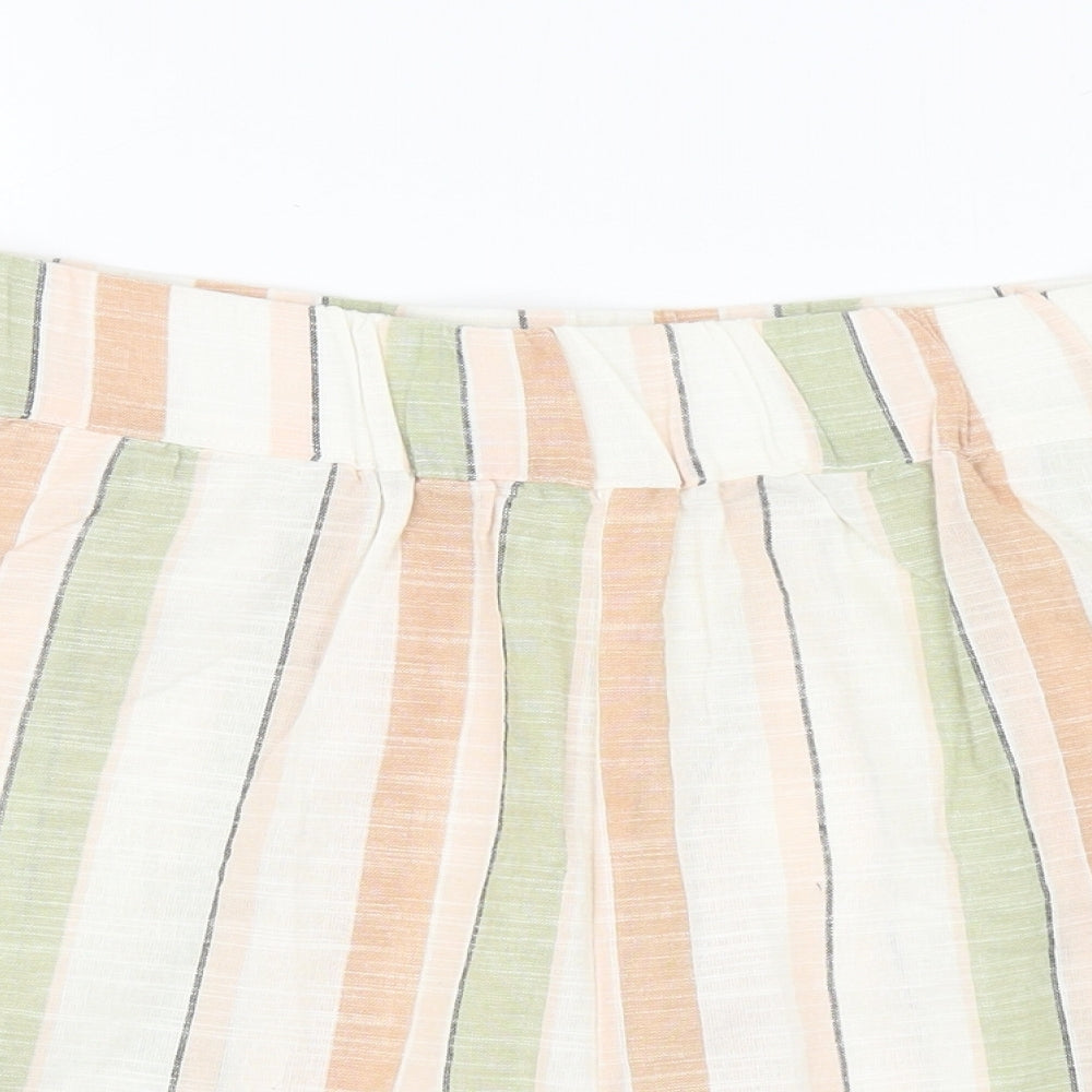 Pep & Co Womens Multicoloured Striped Cotton Sweat Shorts Size 20 L3 in Regular Pull On