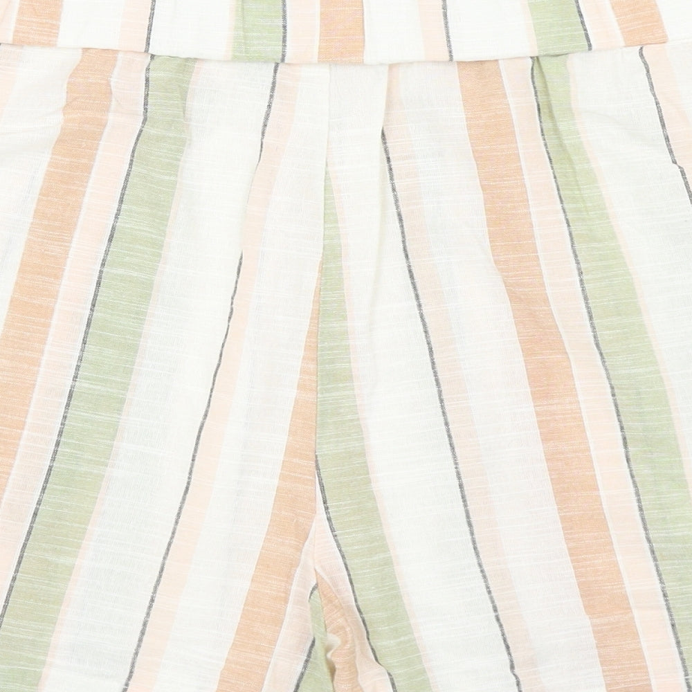 Pep & Co Womens Multicoloured Striped Cotton Sweat Shorts Size 20 L3 in Regular Pull On