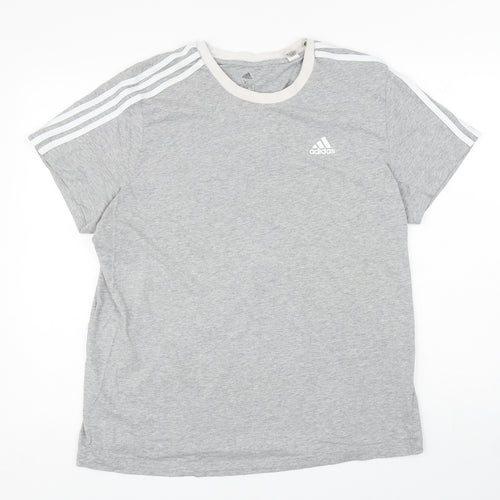 adidas Mens Grey Cotton T-Shirt Size XL Round Neck