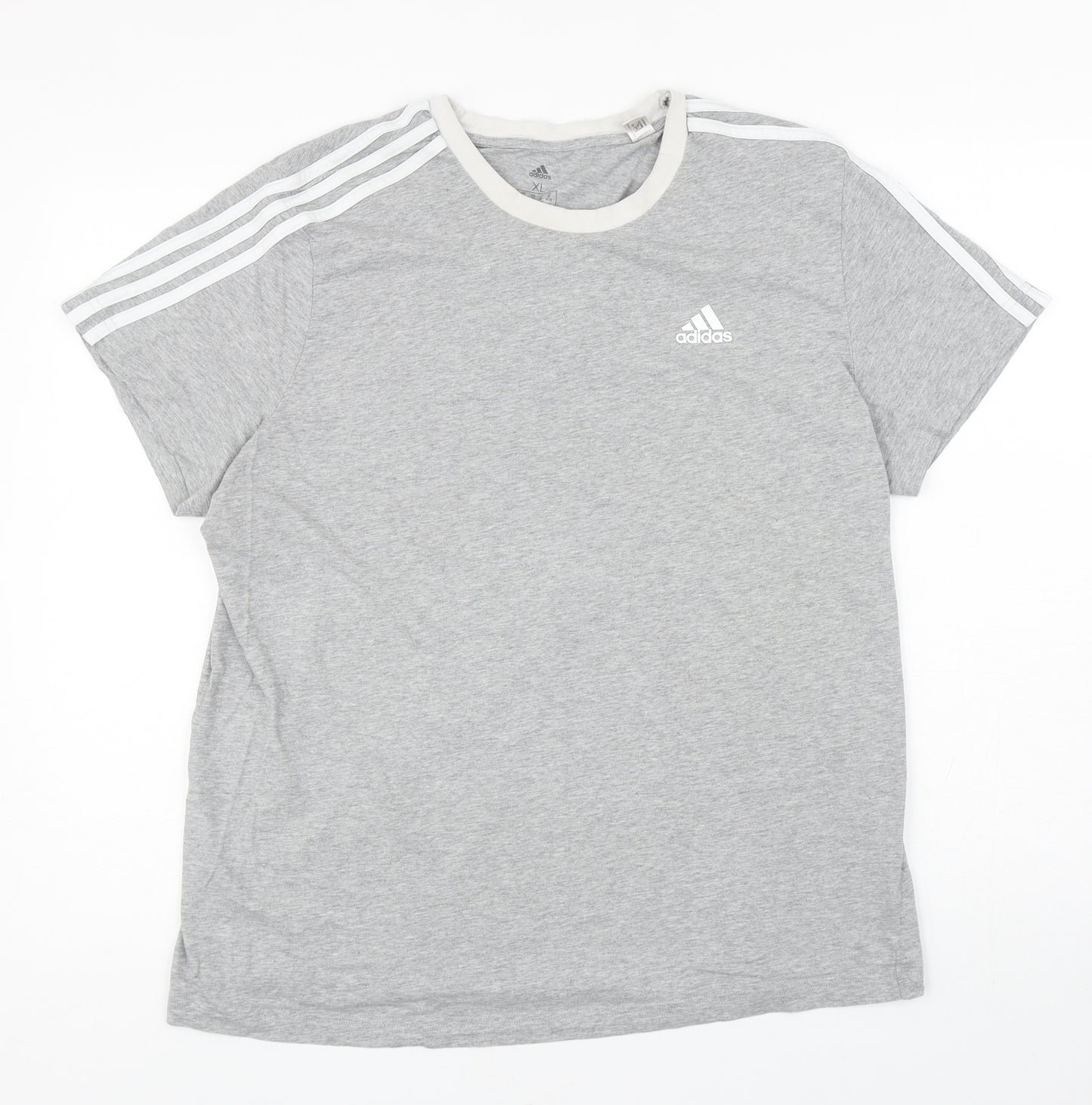 adidas Mens Grey Cotton T-Shirt Size XL Round Neck
