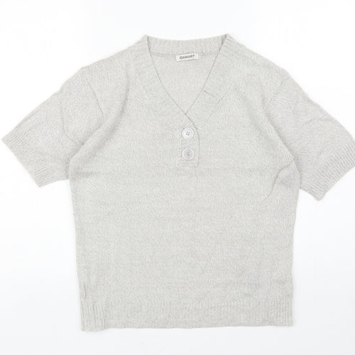 Damart Womens Grey V-Neck Acrylic Pullover Jumper Size 10