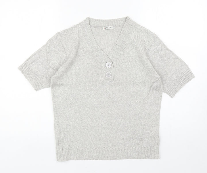 Damart Womens Grey V-Neck Acrylic Pullover Jumper Size 10