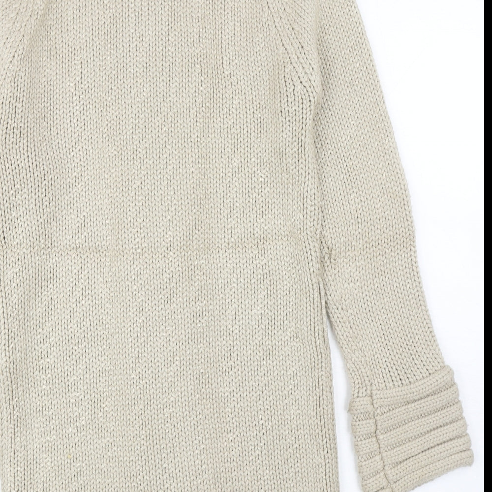 Zara Womens Beige V-Neck Acrylic Cardigan Jumper Size L