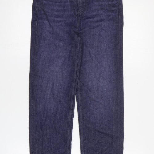 Marks and Spencer Womens Blue Cotton Straight Jeans Size 8 L25 in Regular Zip