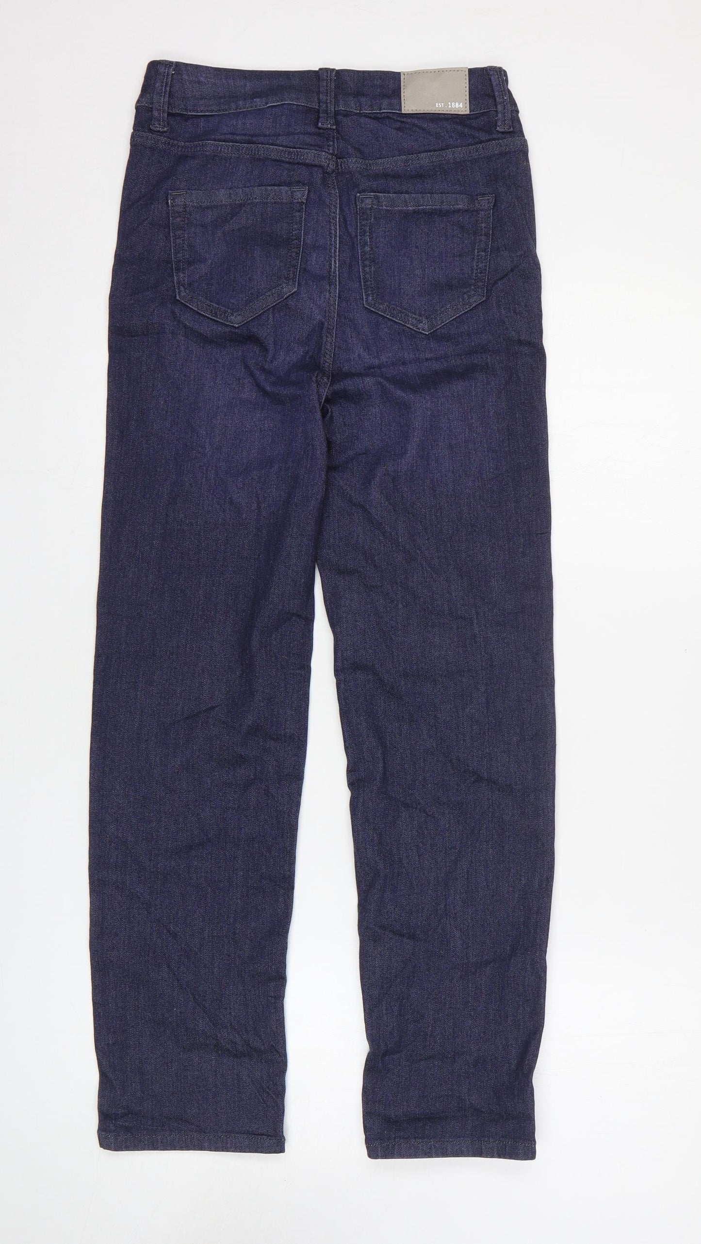 Marks and Spencer Womens Blue Cotton Straight Jeans Size 8 L25 in Regular Zip