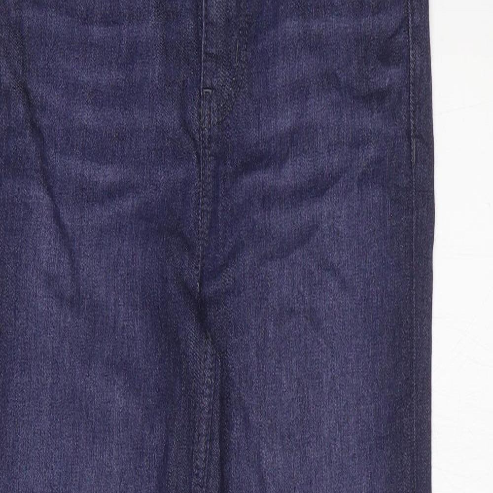 Marks and Spencer Womens Blue Cotton Straight Jeans Size 8 L25 in Regular Zip