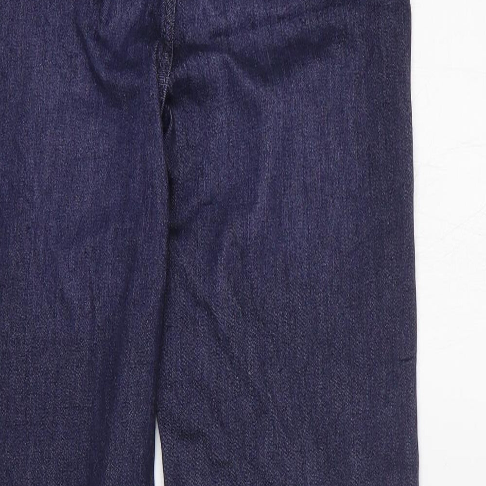 Marks and Spencer Womens Blue Cotton Straight Jeans Size 8 L25 in Regular Zip