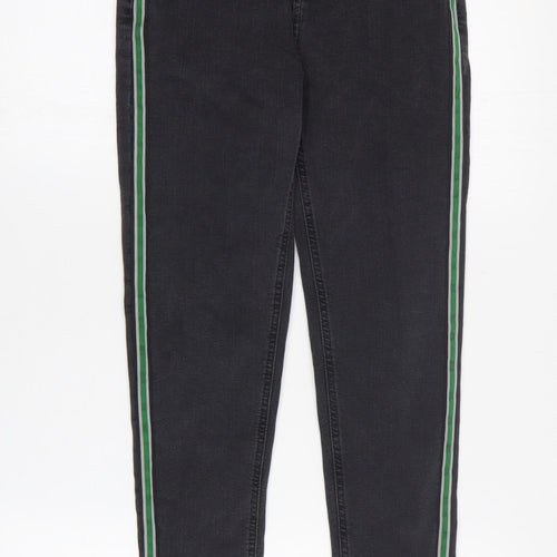 Marks and Spencer Womens Grey Striped Cotton Skinny Jeans Size 8 L25 in Regular Zip