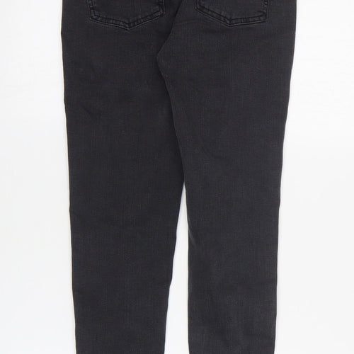Marks and Spencer Womens Grey Striped Cotton Skinny Jeans Size 8 L25 in Regular Zip