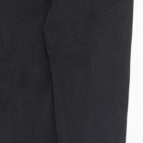 Marks and Spencer Womens Grey Striped Cotton Skinny Jeans Size 8 L25 in Regular Zip