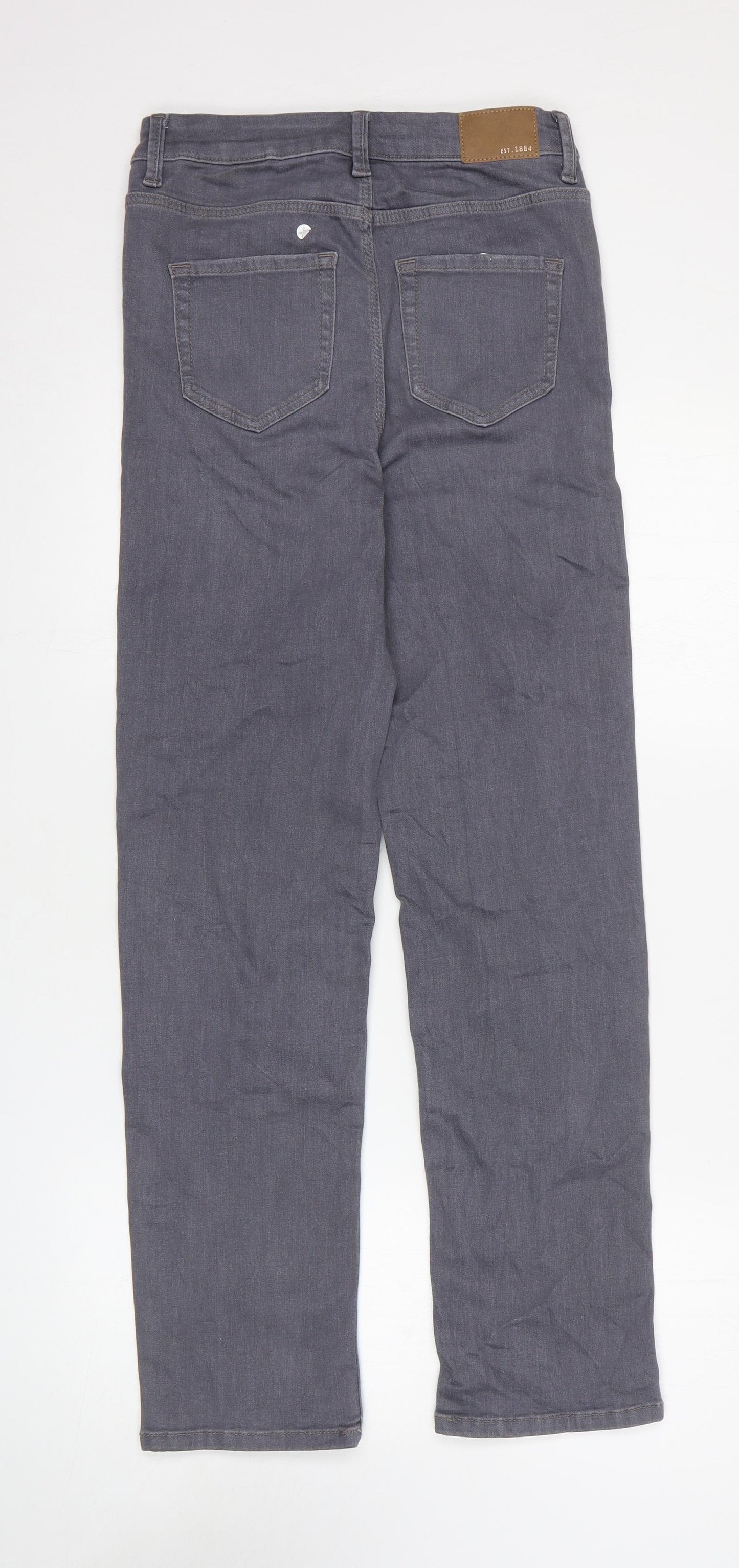 Marks and Spencer Womens Grey Cotton Straight Jeans Size 8 Regular Zip