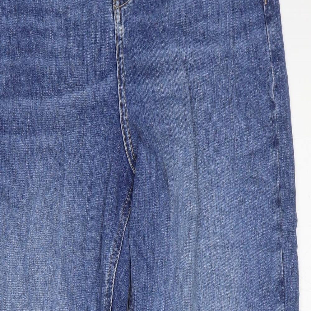 Marks and Spencer Womens Blue Cotton Mom Jeans Size 10 L29 in Regular Zip