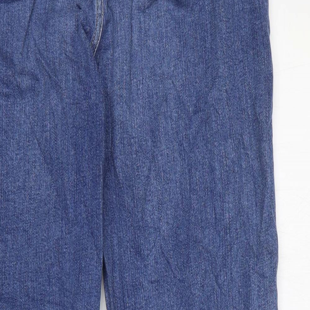 Marks and Spencer Womens Blue Cotton Mom Jeans Size 10 L29 in Regular Zip