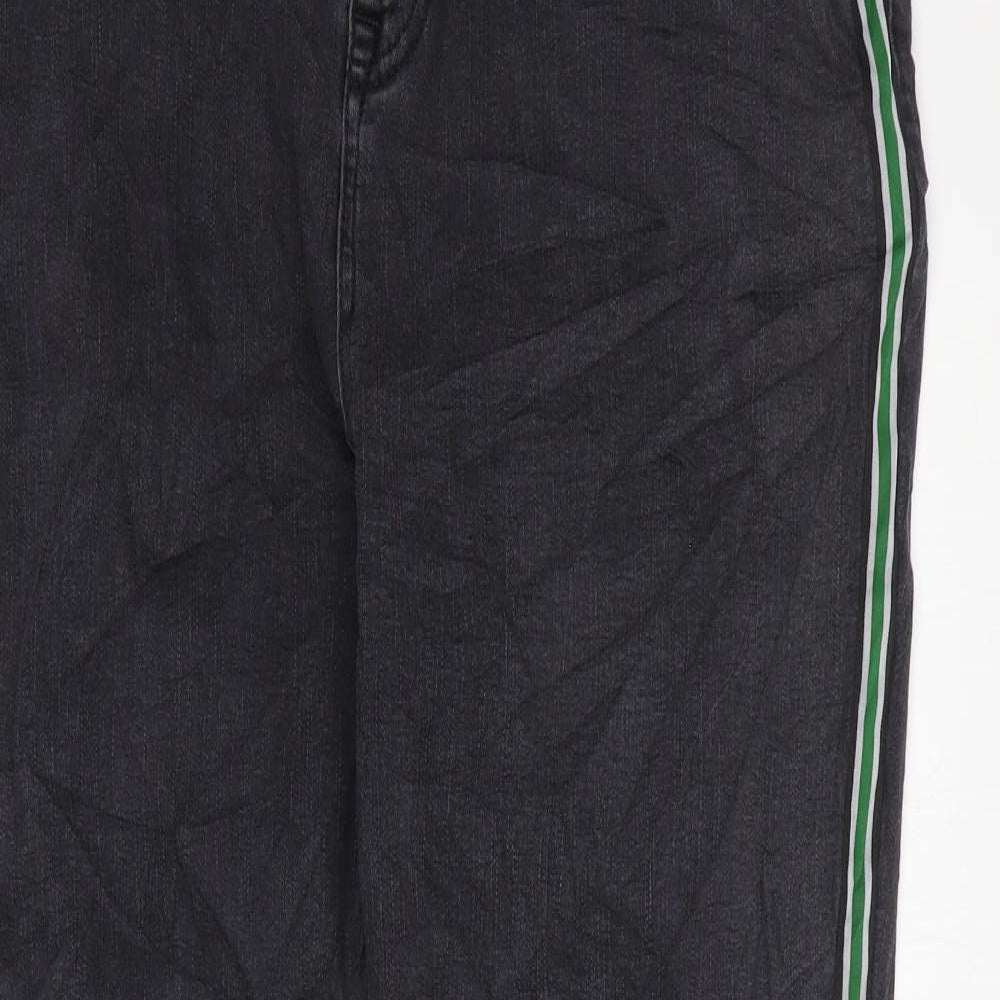 Marks and Spencer Womens Black Striped Cotton Skinny Jeans Size 20 L31 in Regular Zip - Side Stripe