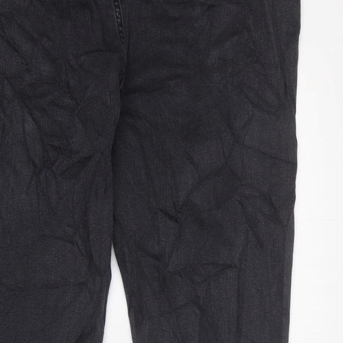 Marks and Spencer Womens Black Striped Cotton Skinny Jeans Size 20 L31 in Regular Zip - Side Stripe