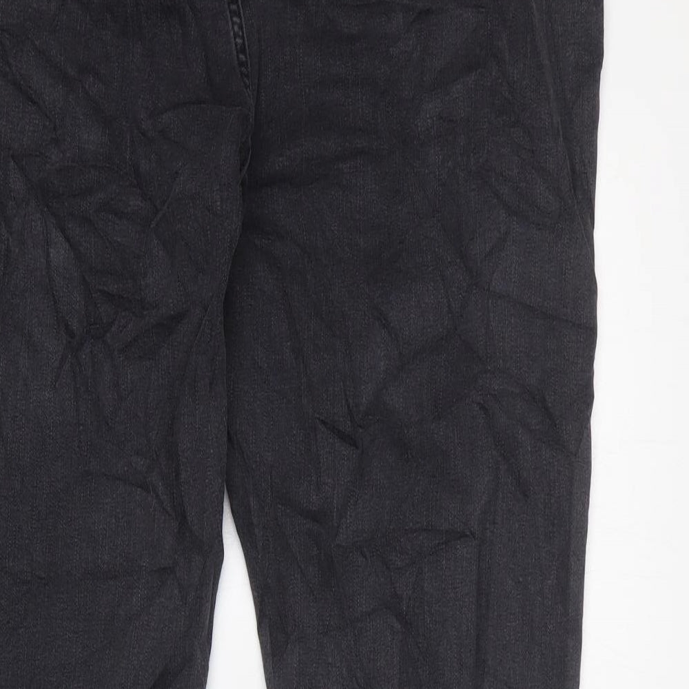 Marks and Spencer Womens Black Striped Cotton Skinny Jeans Size 20 L31 in Regular Zip - Side Stripe