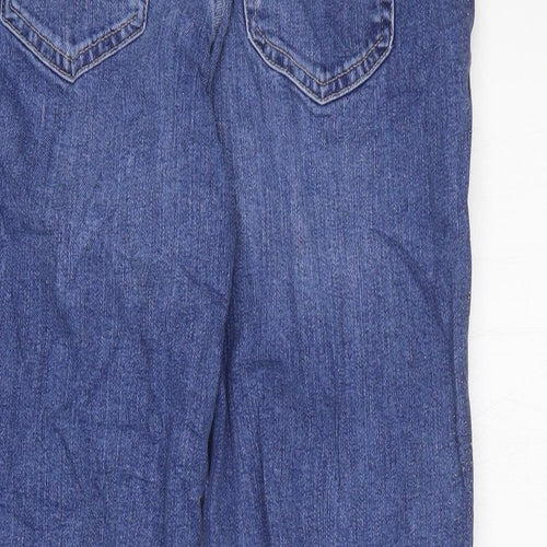 Marks and Spencer Womens Blue Cotton Mom Jeans Size 6 L25 in Regular Zip - Glitter