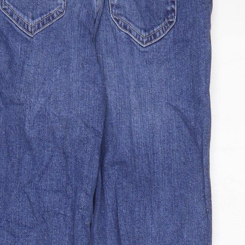 Marks and Spencer Womens Blue Cotton Mom Jeans Size 6 L25 in Regular Zip - Glitter