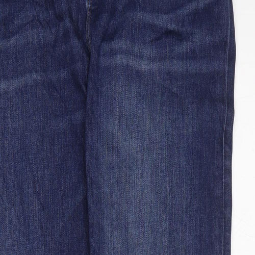 Marks and Spencer Womens Blue Cotton Straight Jeans Size 18 L29 in Regular Zip