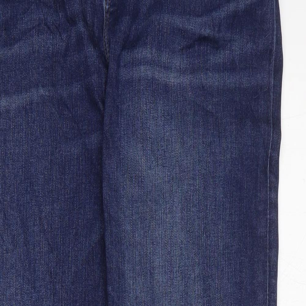 Marks and Spencer Womens Blue Cotton Straight Jeans Size 18 L29 in Regular Zip