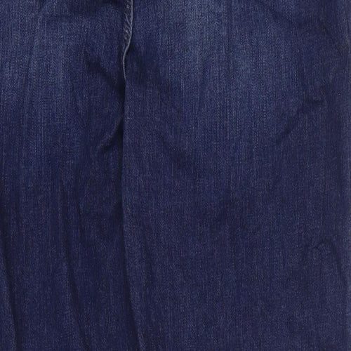 Marks and Spencer Womens Blue Cotton Straight Jeans Size 18 L29 in Regular Zip