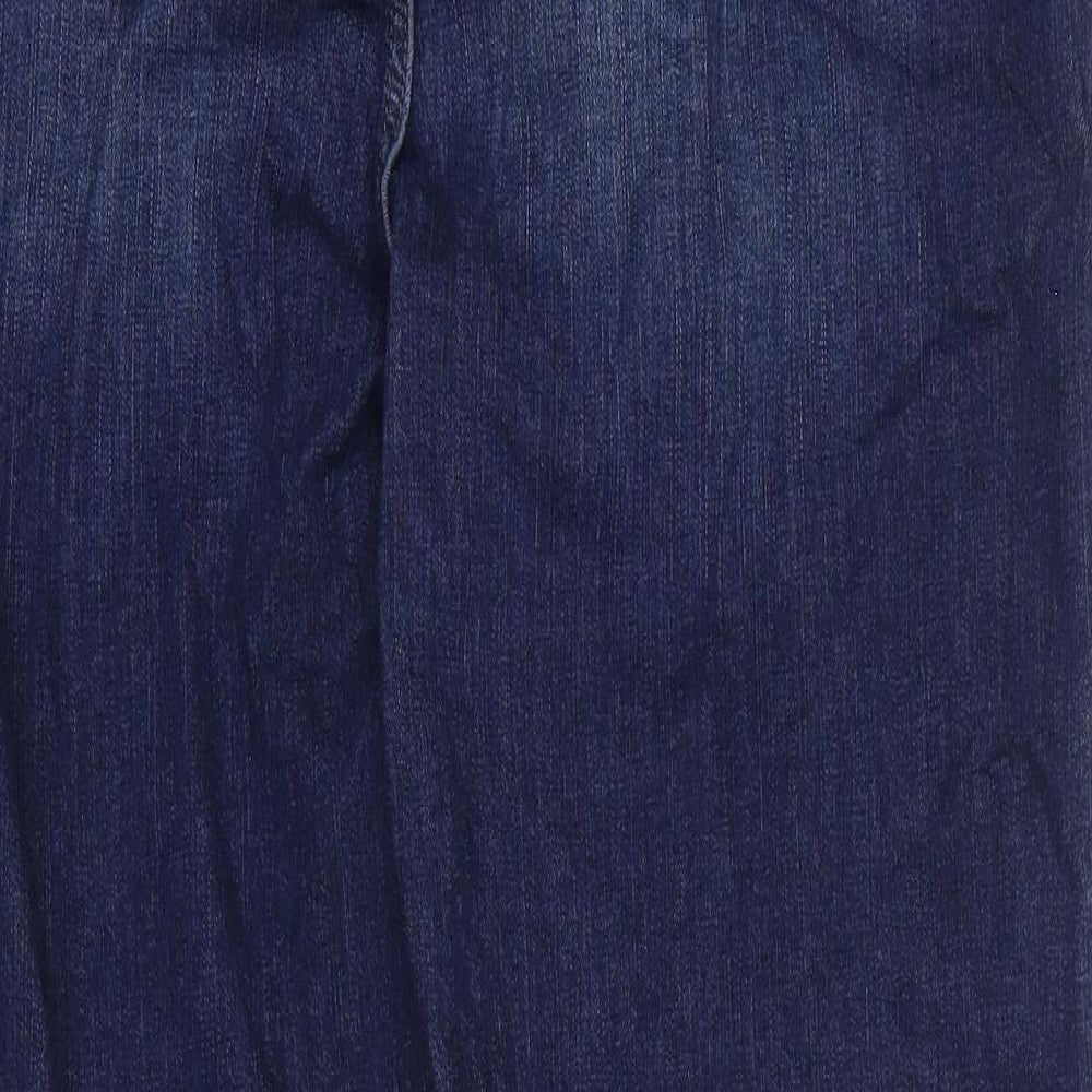 Marks and Spencer Womens Blue Cotton Straight Jeans Size 18 L29 in Regular Zip