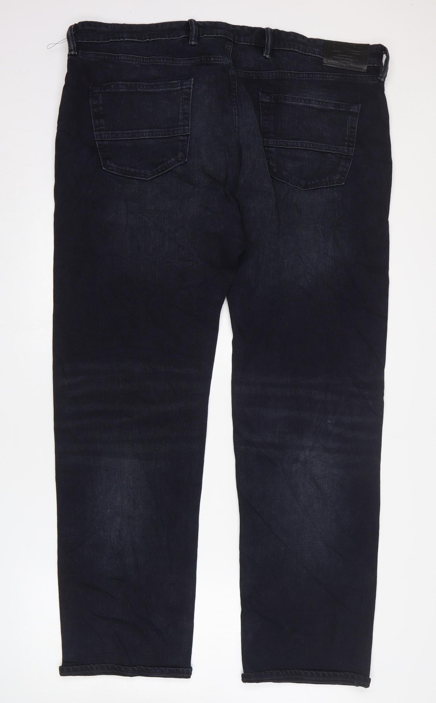 Marks and Spencer Mens Blue Cotton Straight Jeans Size 42 in L31 in Regular Zip