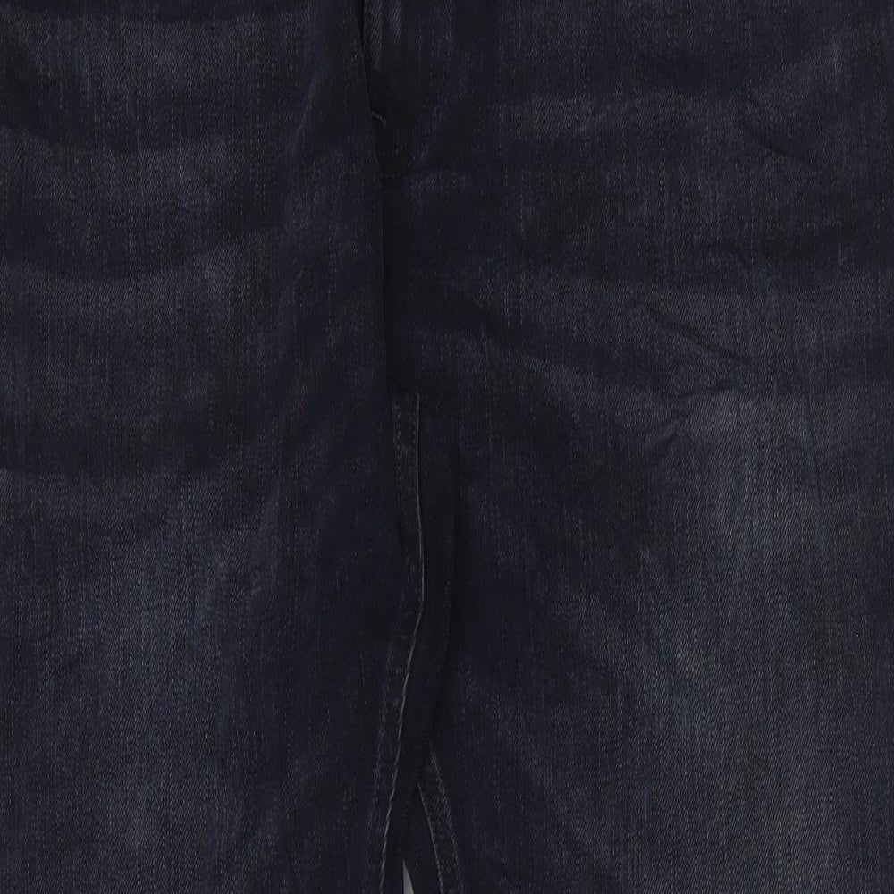 Marks and Spencer Mens Blue Cotton Straight Jeans Size 42 in L31 in Regular Zip