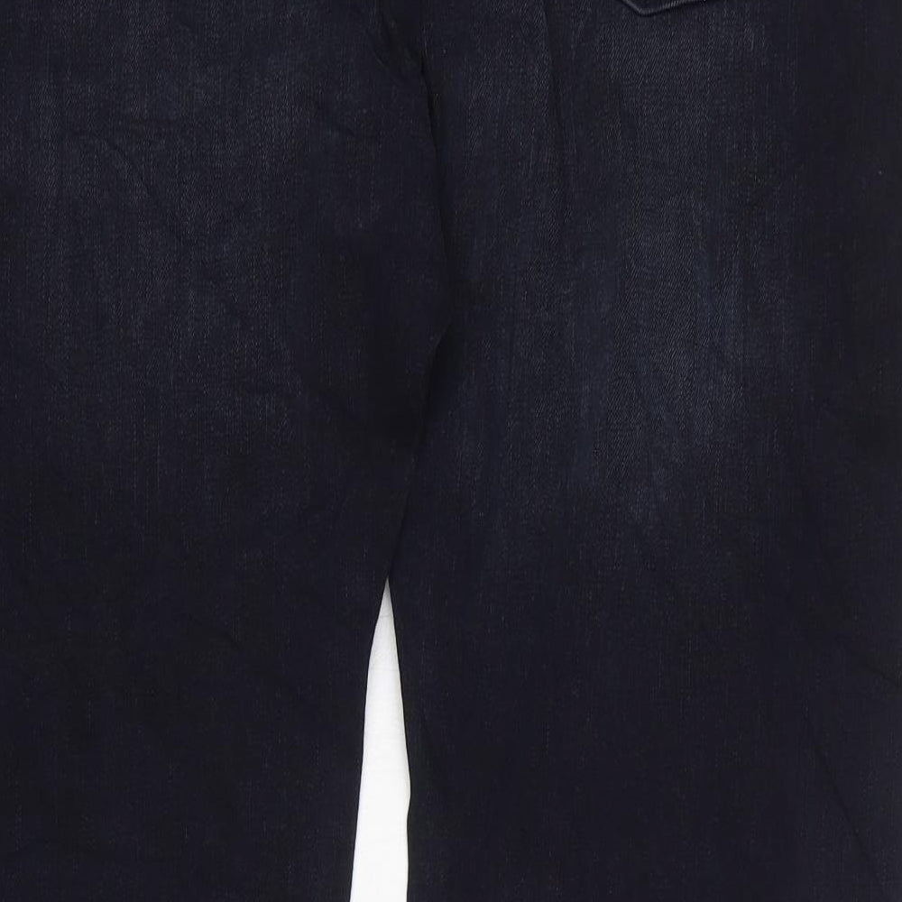 Marks and Spencer Mens Blue Cotton Straight Jeans Size 42 in L31 in Regular Zip