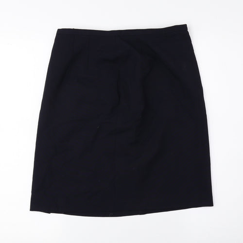 Marks and Spencer Womens Blue Polyester Straight & Pencil Skirt Size 12 Zip