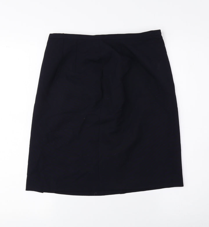 Marks and Spencer Womens Blue Polyester Straight & Pencil Skirt Size 12 Zip
