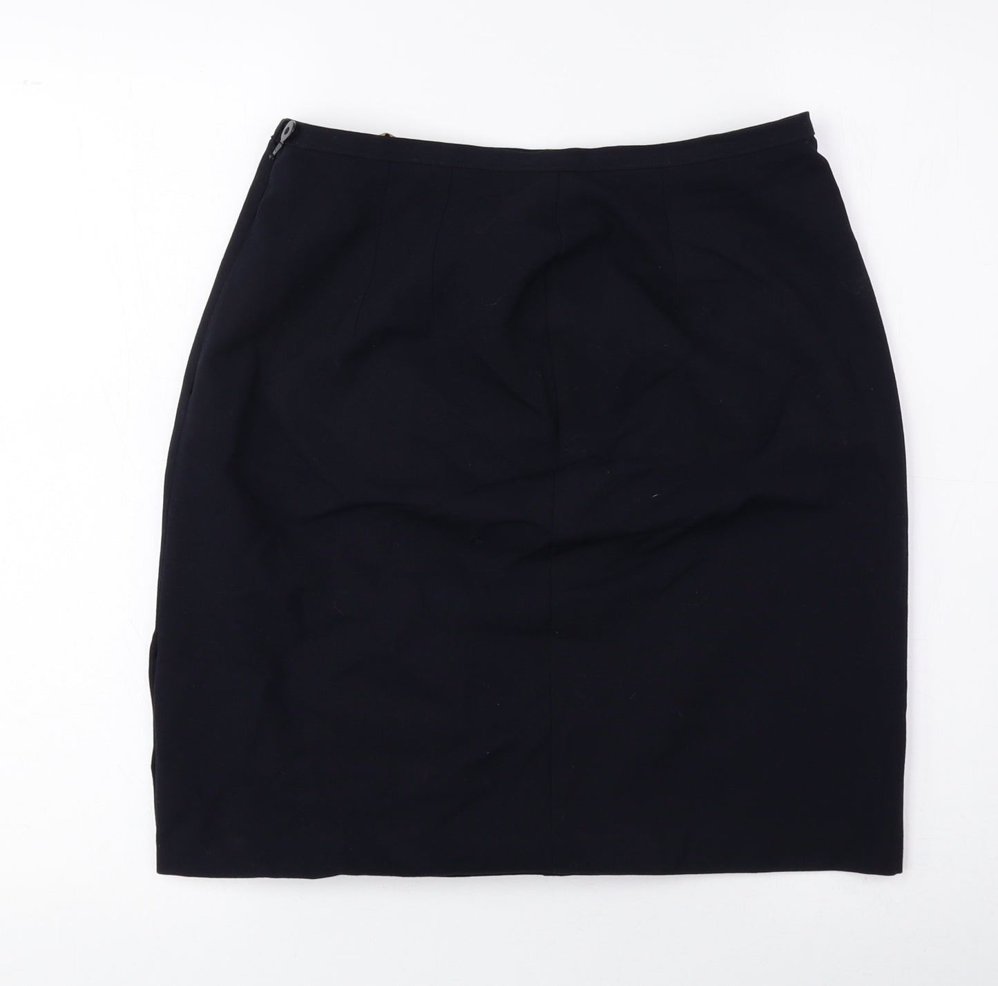 Marks and Spencer Womens Blue Polyester Straight & Pencil Skirt Size 12 Zip