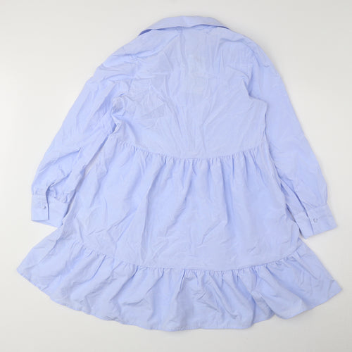 Zara Womens Blue Cotton A-Line Size XS Collared Button