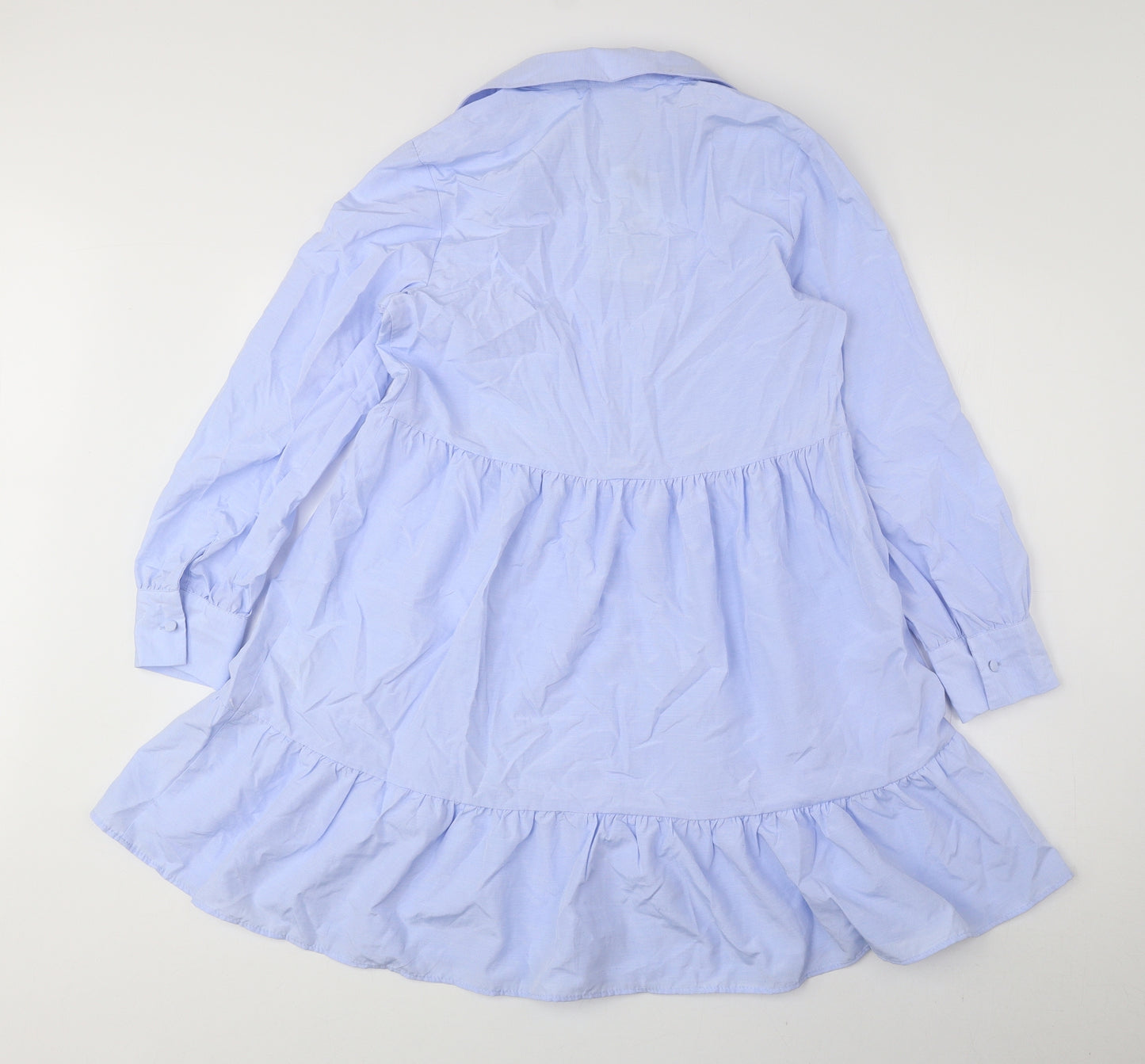 Zara Womens Blue Cotton A-Line Size XS Collared Button