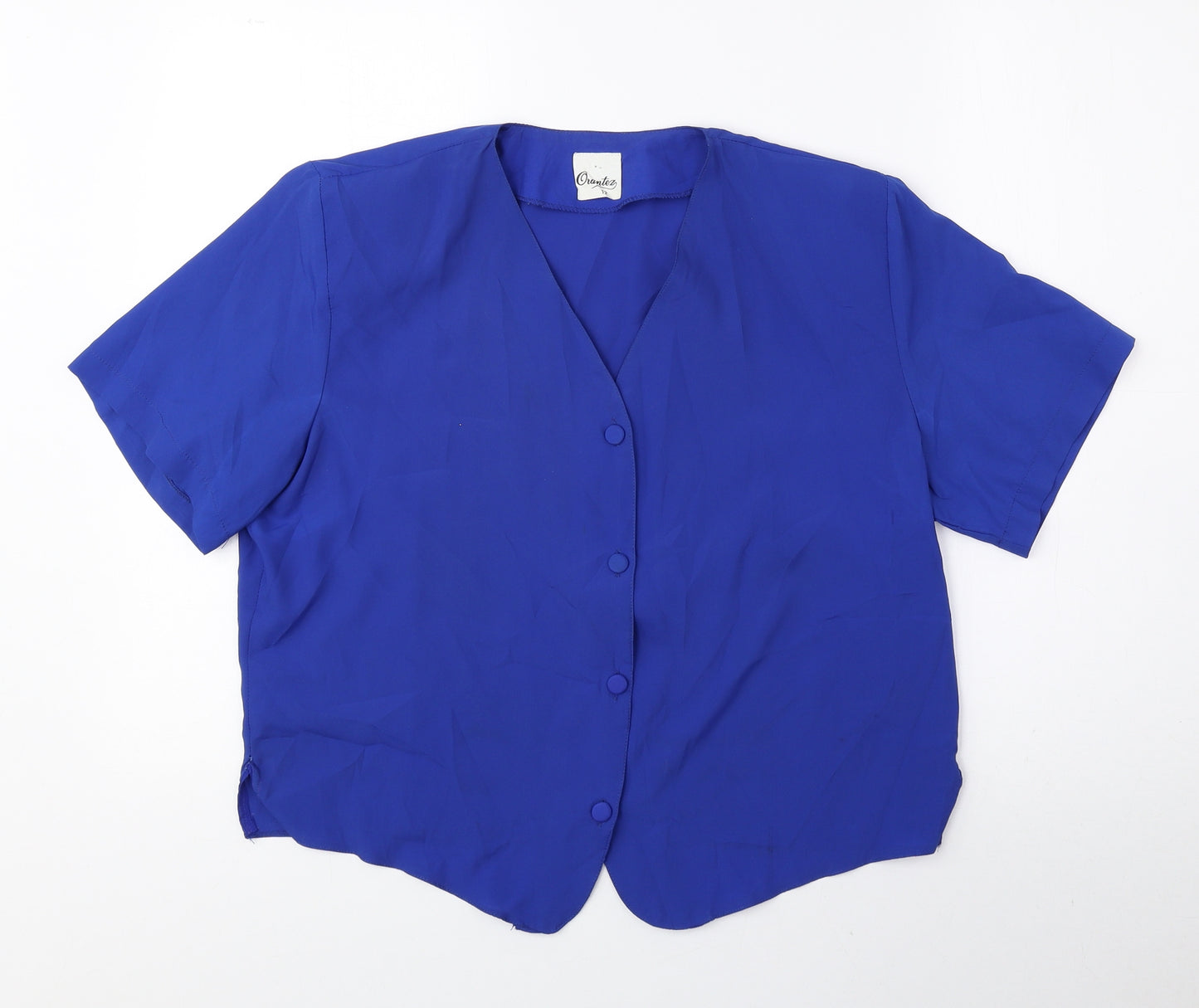 Orantez Womens Blue Polyester Basic Blouse Size 12 V-Neck