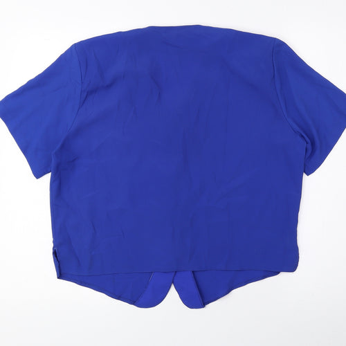 Orantez Womens Blue Polyester Basic Blouse Size 12 V-Neck