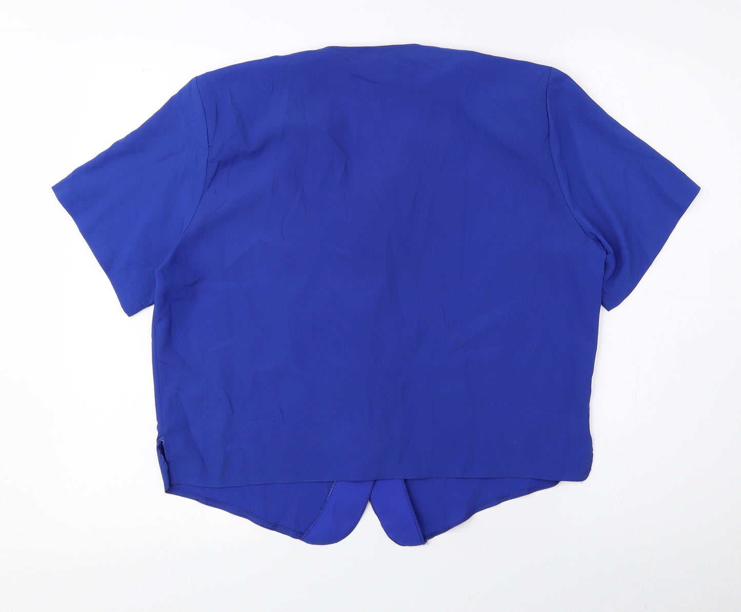Orantez Womens Blue Polyester Basic Blouse Size 12 V-Neck