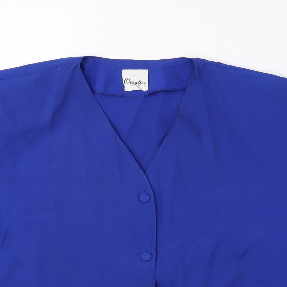 Orantez Womens Blue Polyester Basic Blouse Size 12 V-Neck