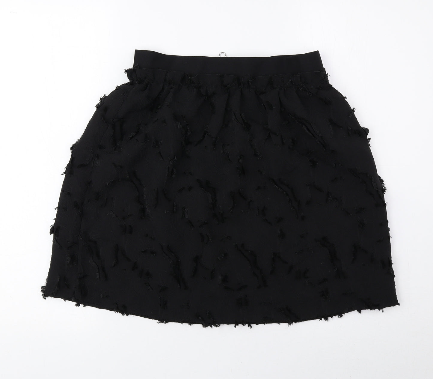 H&M Womens Black Floral Polyester Mini Skirt Size 10 Zip