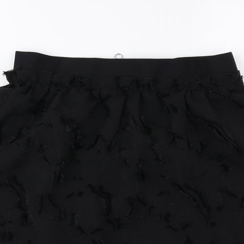 H&M Womens Black Floral Polyester Mini Skirt Size 10 Zip