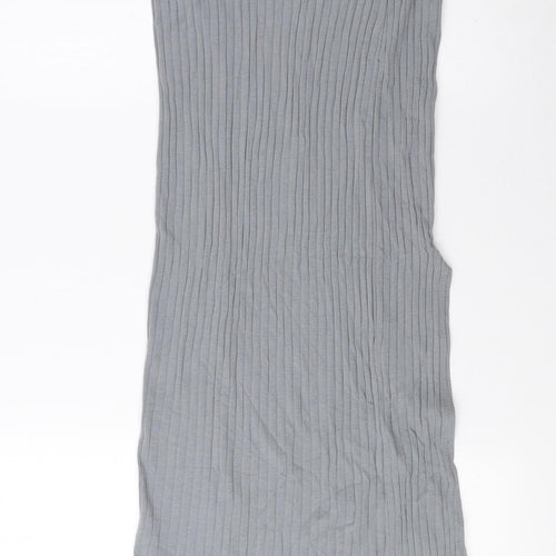 PRETTYLITTLETHING Womens Grey Polyester A-Line Skirt - Ribbed